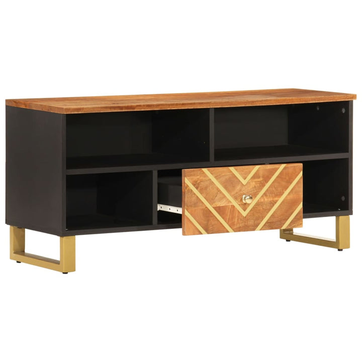 Tv-Schrank Braun Und Schwarz 100X33,5X46 Cm Massivholz Mango