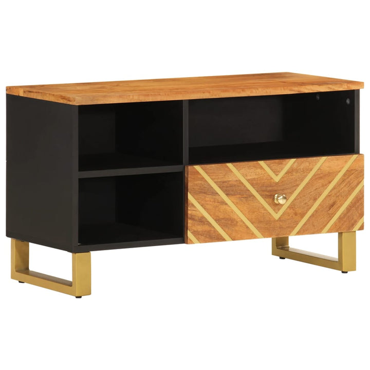 Tv-Schrank Braun Und Schwarz 80X33,5X46 Cm Massivholz Mango