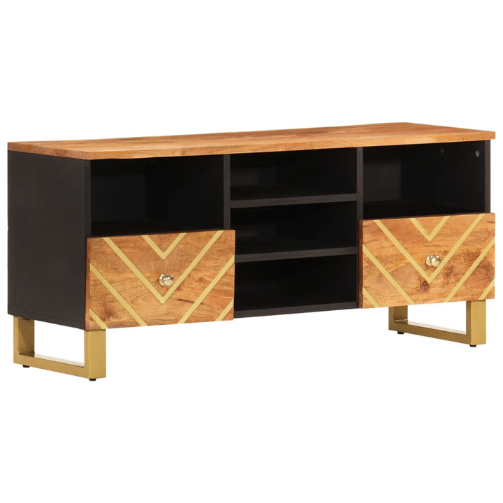 Tv-Schrank Braun Und Schwarz 100X33,5X46 Cm Massivholz Mango