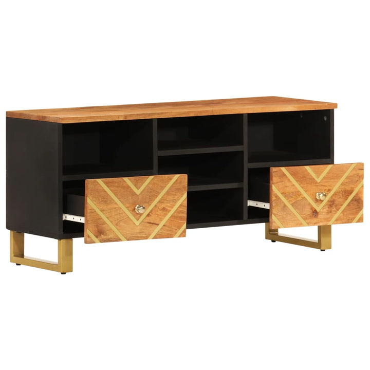 Tv-Schrank Braun Und Schwarz 100X33,5X46 Cm Massivholz Mango