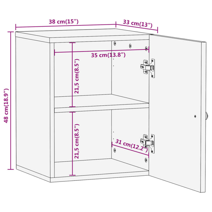 Bad-Wandschrank 38X33X48 Cm Massivholz Akazie