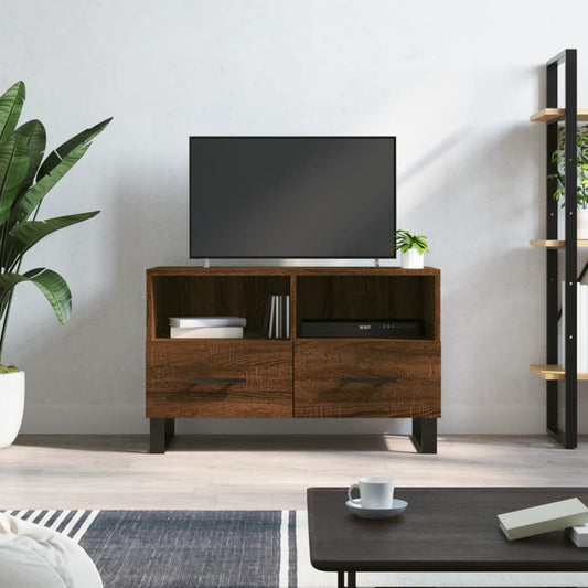 Tv-Schrank Braun Eichen-Optik 80X36X50 Cm Holzwerkstoff