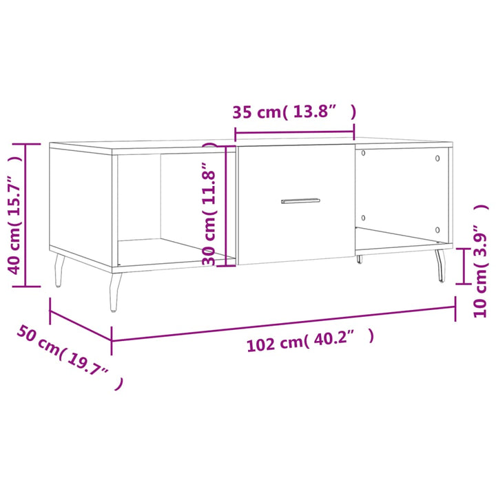 Couchtisch 102X50X40 Cm Holzwerkstoff