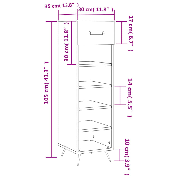 Schuhschrank 30X35X105 Cm Holzwerkstoff