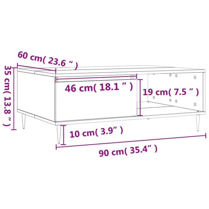 Couchtisch 90X60X35 Cm Holzwerkstoff