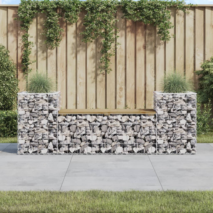 Gartenbank Aus Gabionen 183X41X60,5 Cm Massivholz Kiefer