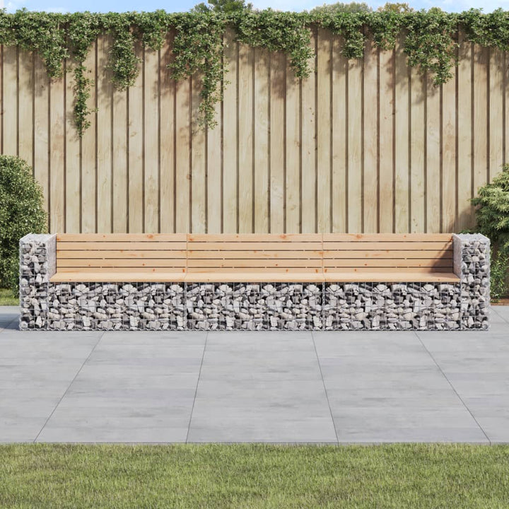 Gartenbank Aus Gabionen 347X71X65,5 Cm Massivholz Kiefer