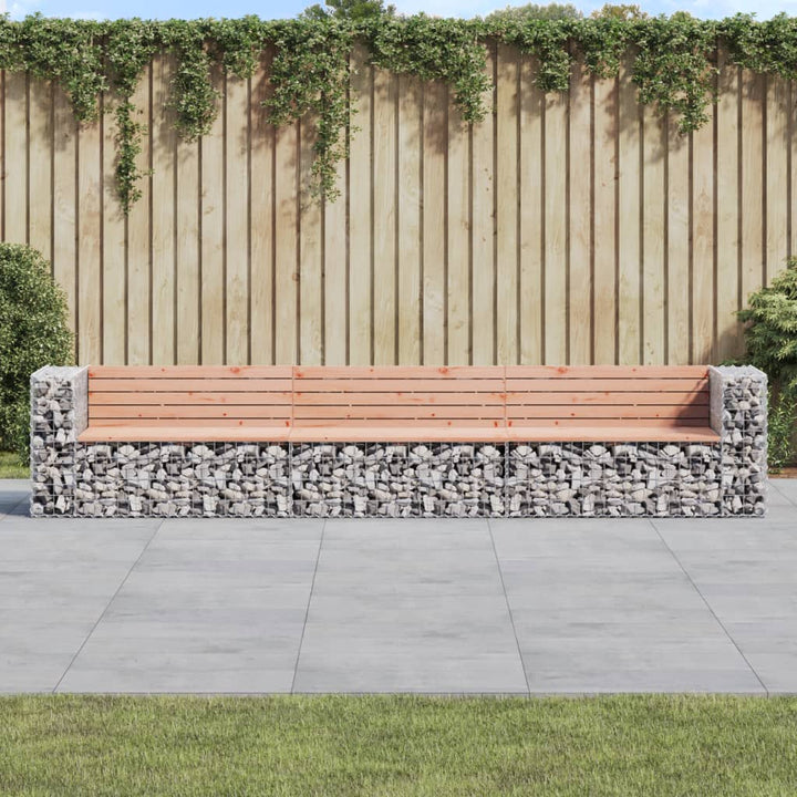 Gartenbank Aus Gabionen 347X71X65,5 Cm Massivholz Kiefer