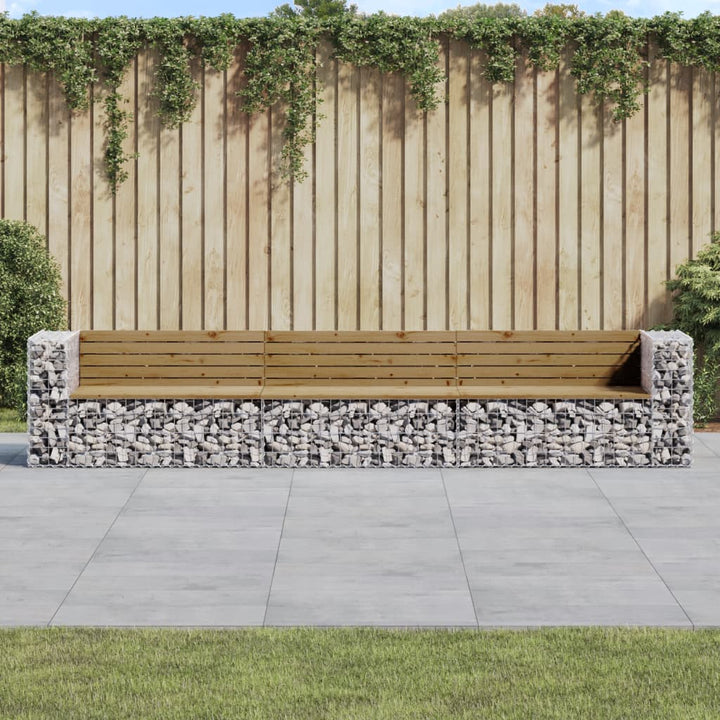 Gartenbank Aus Gabionen 347X71X65,5 Cm Massivholz Kiefer