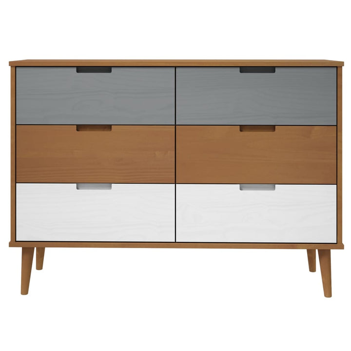 Schubladenschrank Molde Braun 113X40X80 Cm Massivholz Kiefer