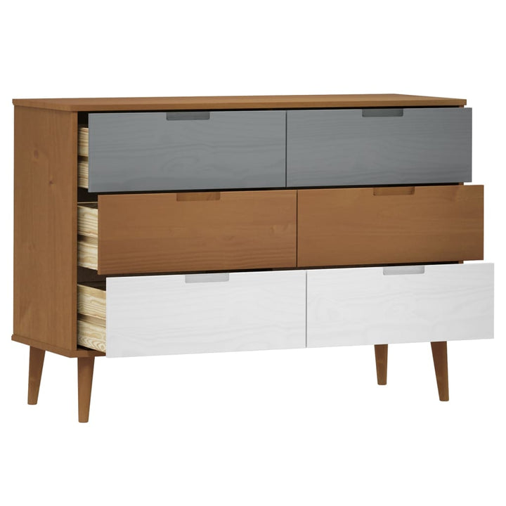 Schubladenschrank Molde Braun 113X40X80 Cm Massivholz Kiefer