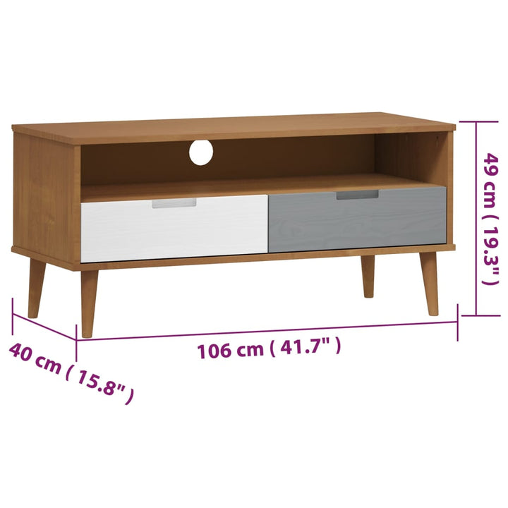 Tv-Schrank Molde 106X40X49 Cm Massivholz Kiefer