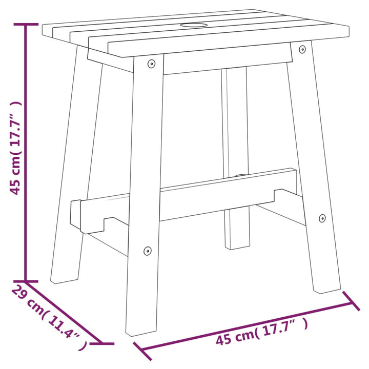 Hocker Rechteckig Massivholz Akazie