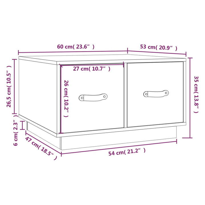 Couchtisch 60X53X35 Cm Massivholz Kiefer