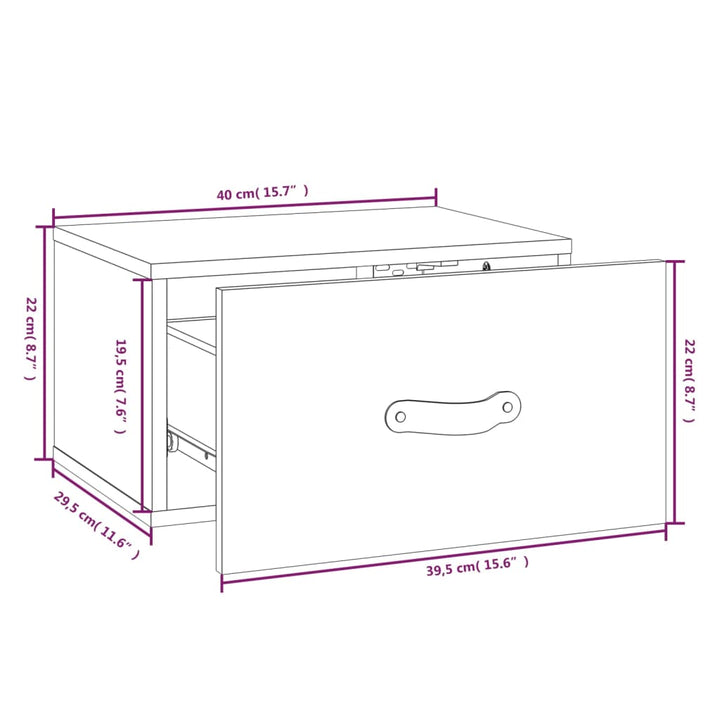 Wand-Nachttische 2 Stk. 40X29,5X22 Cm