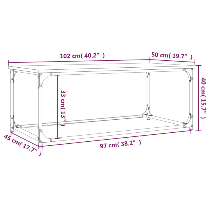 Couchtisch 102X50X40 Cm Holzwerkstoff Und Eisen