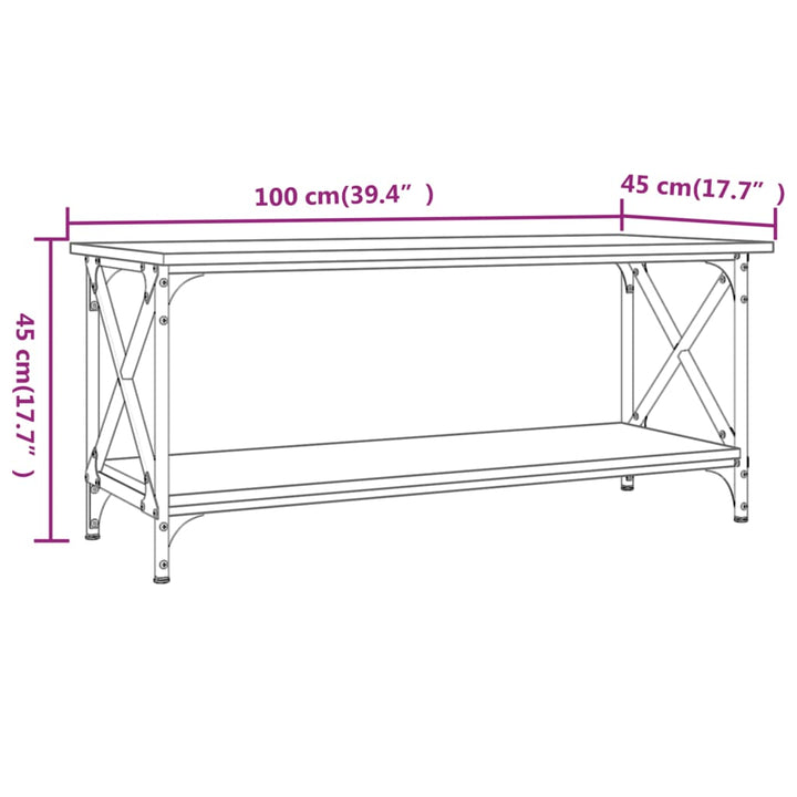 Couchtisch 100X45X Holzwerkstoff Und Eisen Schwarz