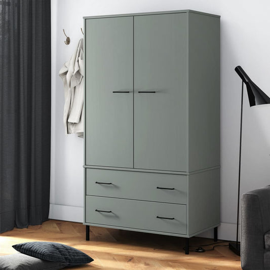 Kleiderschrank Oslo Metallbeine 90X55X172,5Cm Massivholz