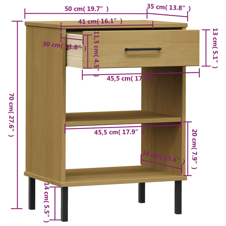 Konsolenschrank Oslo Mit Metallbeinen Massivholz Kiefer