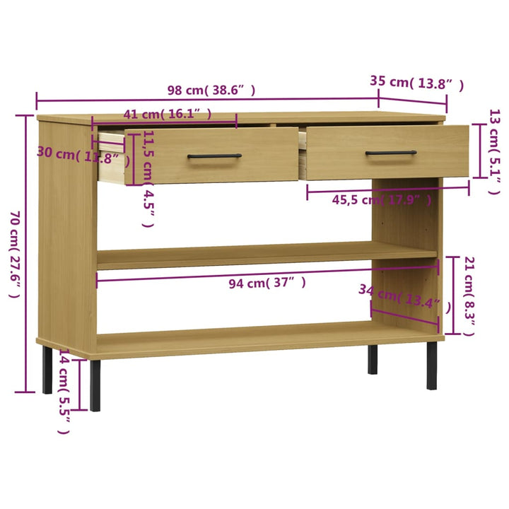 Konsolenschrank Oslo Mit Metallbeinen Massivholz Kiefer