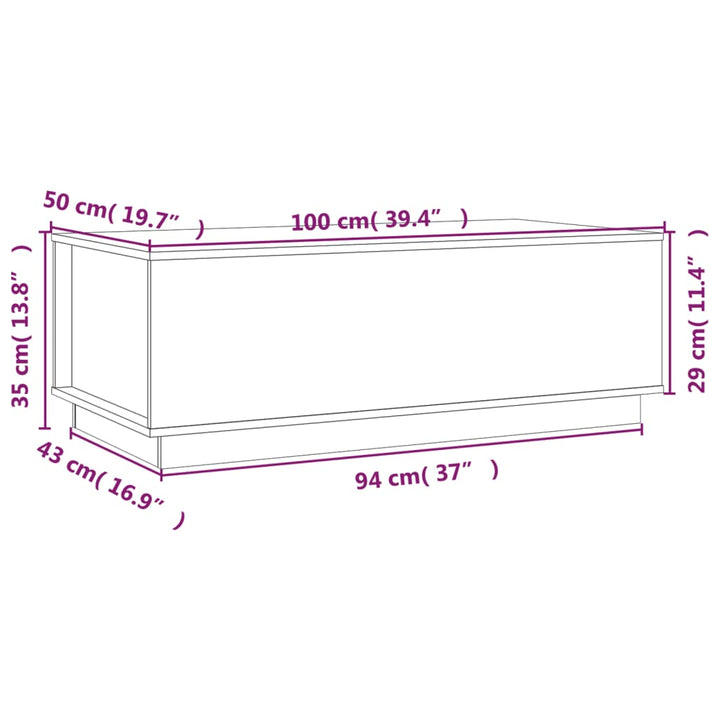 Couchtisch 100X50X35 Cm Massivholz Kiefer