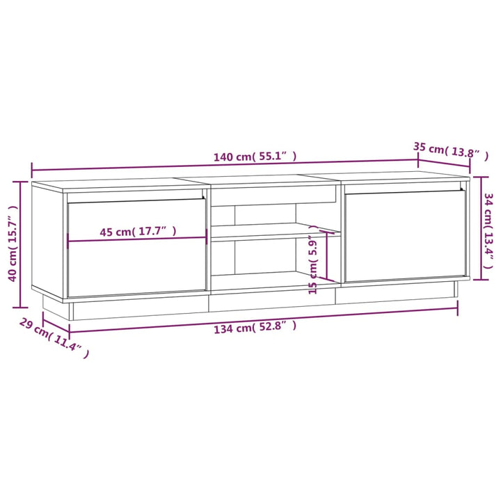 Tv-Schrank 140X35X40 Cm Massivholz Kiefer