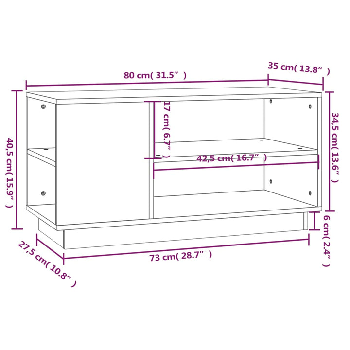 Tv-Schrank 80X35X40,5 Cm Massivholz Kiefer