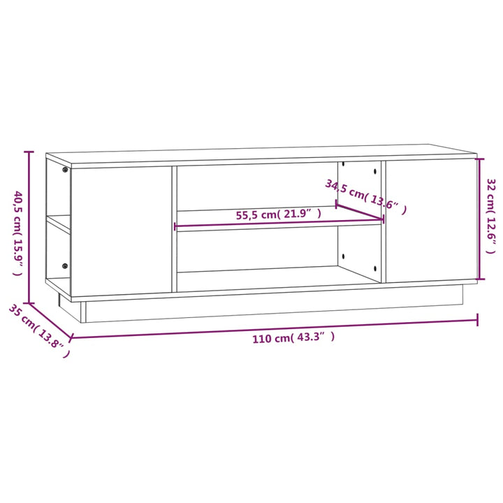 Tv-Schrank 110X35X40,5 Cm Massivholz Kiefer