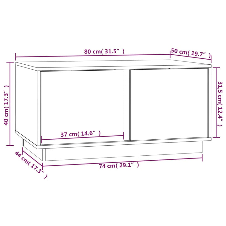 Couchtisch 80X50X40 Cm Massivholz Kiefer