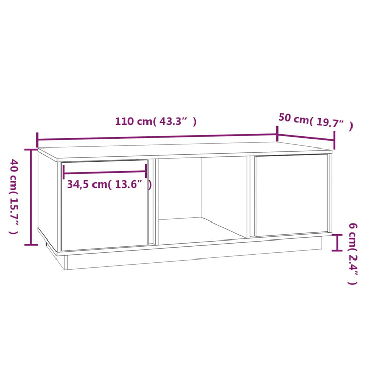 Couchtisch 110X50X40 Cm Massivholz Kiefer