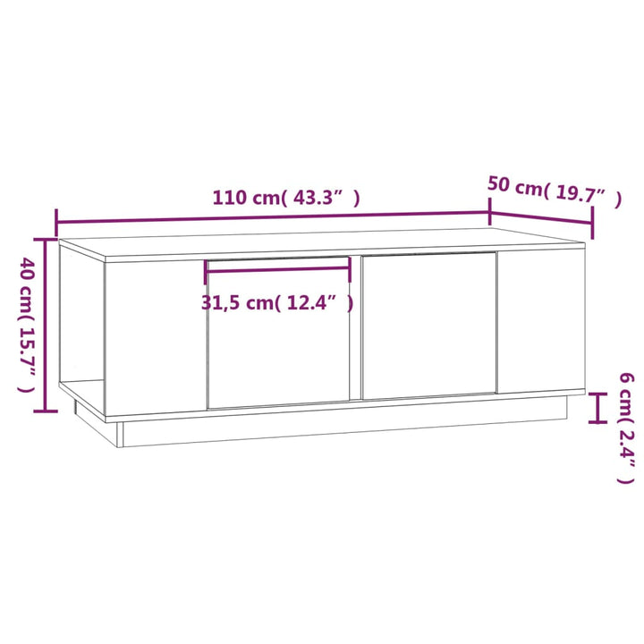 Couchtisch 110X50X40 Cm Massivholz Kiefer