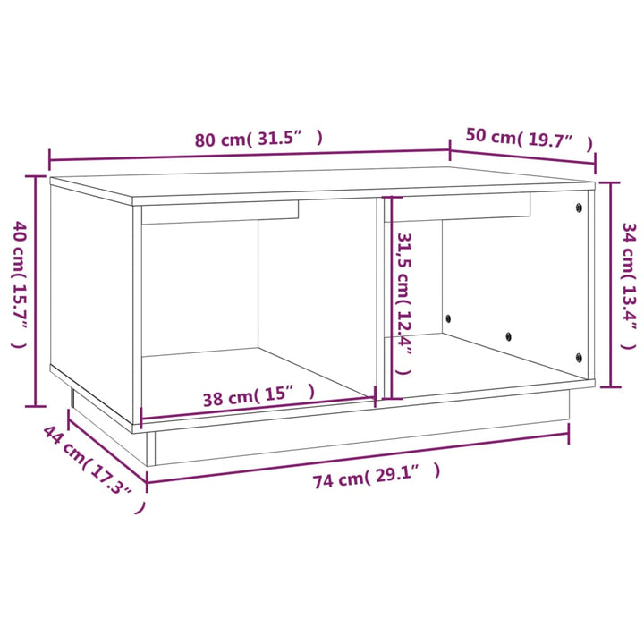 Couchtisch 80X50X40 Cm Massivholz Kiefer