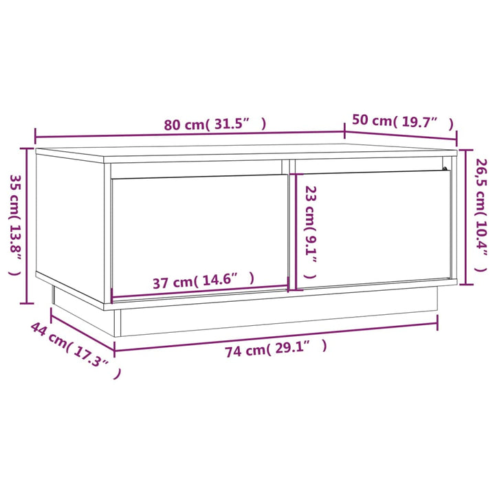 Couchtisch 80X50X35 Cm Massivholz Kiefer