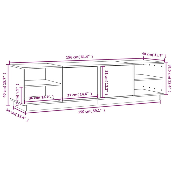 Tv-Schrank 156X40X40 Cm Massivholz Kiefer