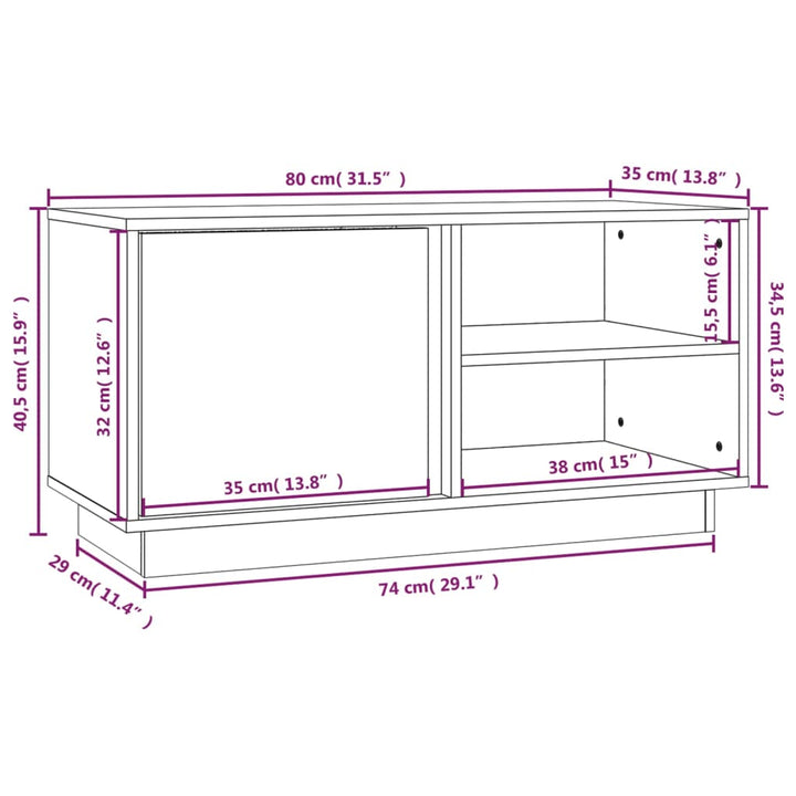 Tv-Schrank 80X35X40,5 Cm Massivholz Kiefer