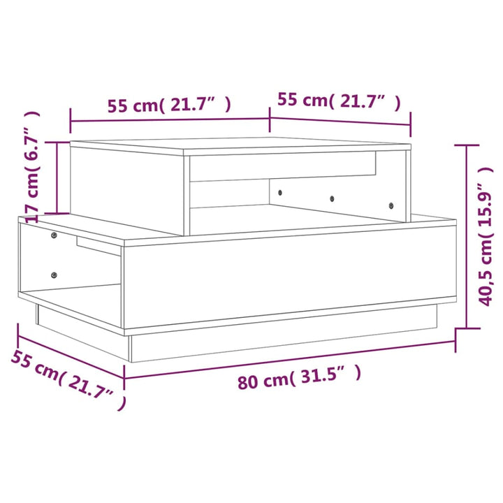 Couchtisch 80X55X40,5 Cm Massivholz Kiefer