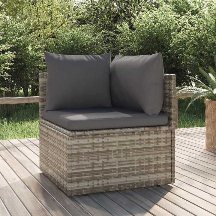 4-Tlg. Garten-Lounge-Set Mit Kissen Grau Poly Rattan