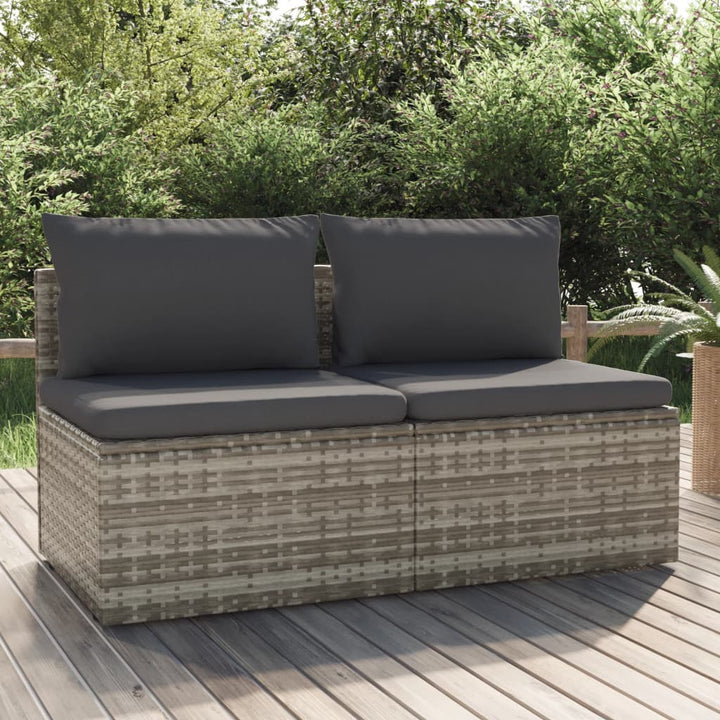 4-Tlg. Garten-Lounge-Set Mit Kissen Grau Poly Rattan