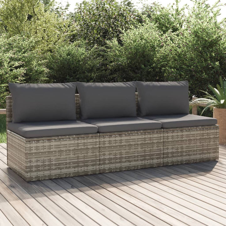 4-Tlg. Garten-Lounge-Set Mit Kissen Grau Poly Rattan