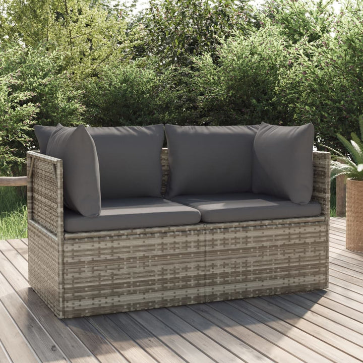 4-Tlg. Garten-Lounge-Set Mit Kissen Grau Poly Rattan