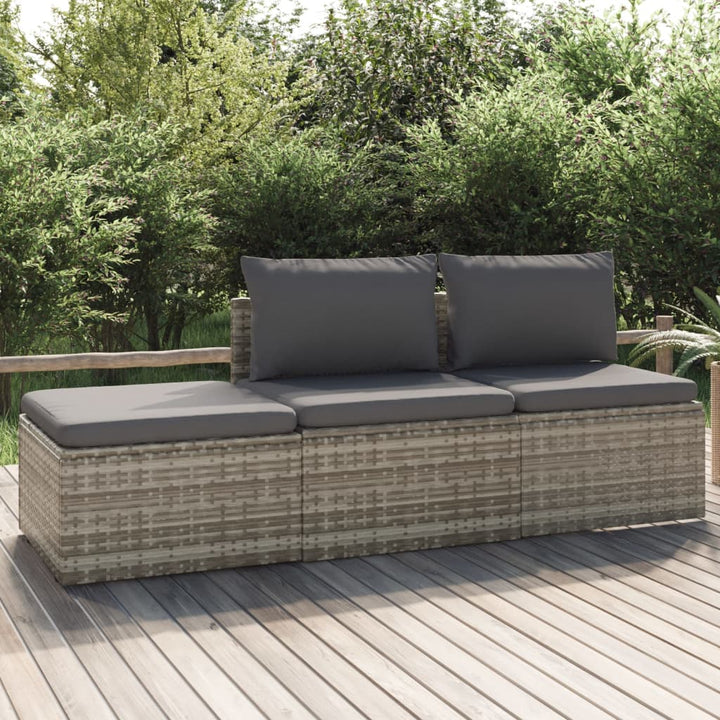 4-Tlg. Garten-Lounge-Set Mit Kissen Grau Poly Rattan