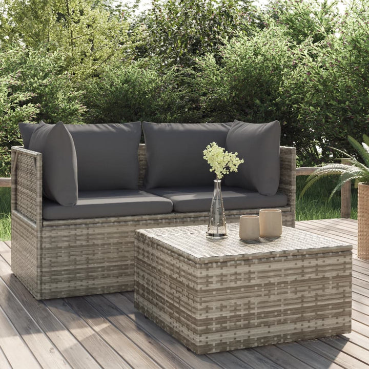 4-Tlg. Garten-Lounge-Set Mit Kissen Grau Poly Rattan