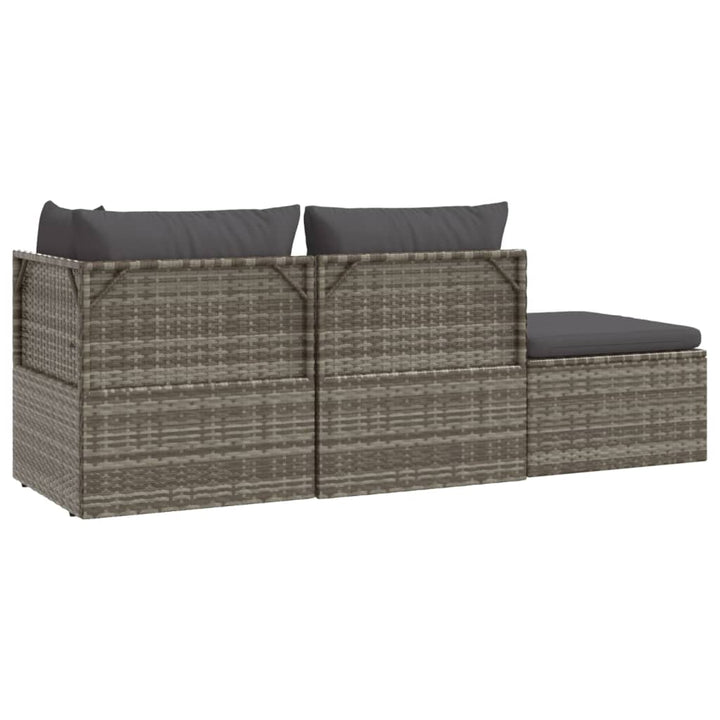 4-Tlg. Garten-Lounge-Set Mit Kissen Grau Poly Rattan