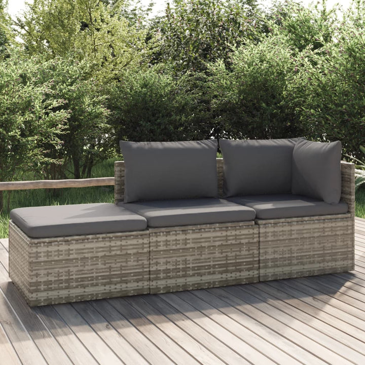 4-Tlg. Garten-Lounge-Set Mit Kissen Grau Poly Rattan