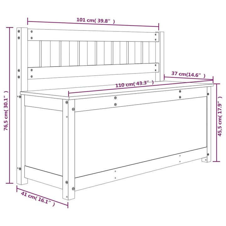 Sitzbank 110X41X76,5 Cm Massivholz Kiefer