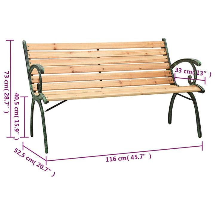 Gartenbank 116 Cm Gusseisen Und Massivholz Tanne