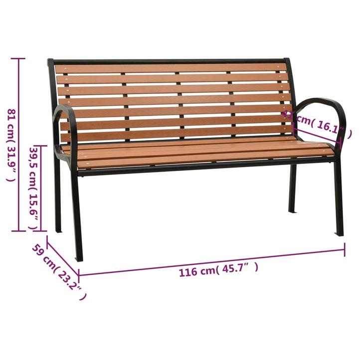 Gartenbank Schwarz Und 116 Cm Stahl Und Wpc