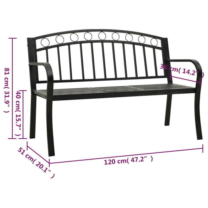 Gartenbank 120 Cm Stahl Schwarz