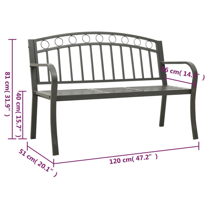 Gartenbank 120 Cm Stahl Grau