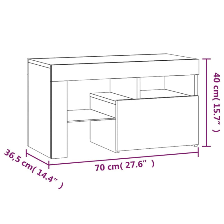 Nachttische 2 Stk. Mit Led-Leuchten 70X36,5X40 Cm